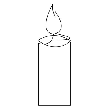 Bir satır aralıksız mum çizimi minimalist Noel stili tasarlıyor.