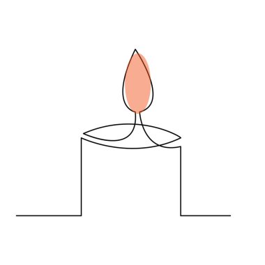 Bir satır aralıksız mum çizimi minimalist Noel stili tasarlıyor.