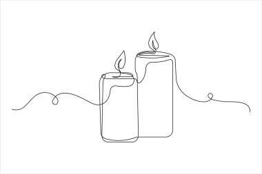 Bir satır aralıksız mum çizimi minimalist Noel stili tasarlıyor.