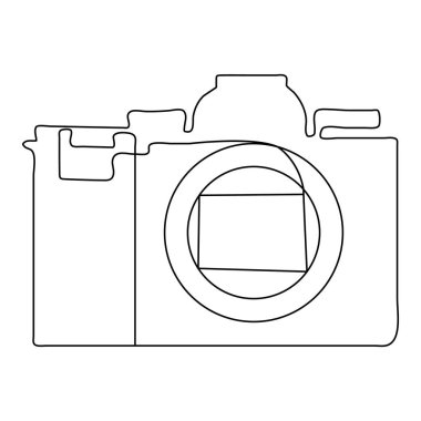 Klasik kamera tarzı ve ana çizim vektör illüstrasyonunun kesintisiz tek satır çizimi