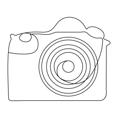 Klasik kamera tarzı ve ana çizim vektör illüstrasyonunun kesintisiz tek satır çizimi