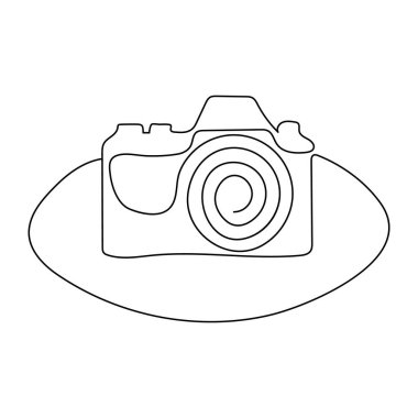 Klasik kamera tarzı ve ana çizim vektör illüstrasyonunun kesintisiz tek satır çizimi