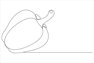 Capsicum, vektör illüstrasyonunun aralıksız tek çizgi çizimi