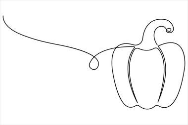 Capsicum, vektör illüstrasyonunun aralıksız tek çizgi çizimi