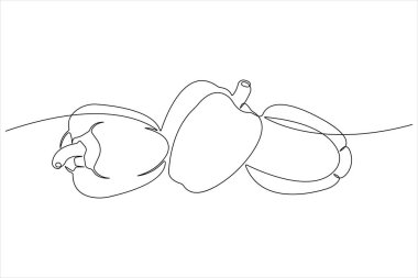 Capsicum, vektör illüstrasyonunun aralıksız tek çizgi çizimi