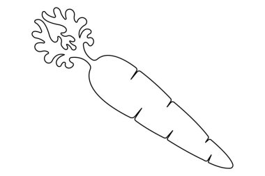 Basit havuç sürekli bir çizgi çizimi tasarımı, büyüyen havuç bitkisi minimalist ana hatları vektörü