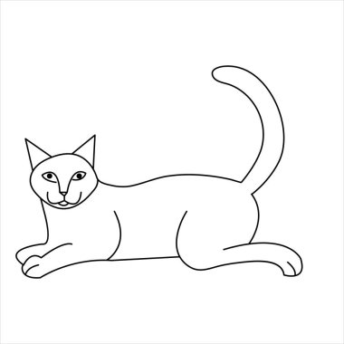 Kedi evcil hayvan sanatı sürekli ana hatlı siluet vektör çizimi