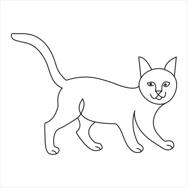 Kedi evcil hayvan sanatı sürekli ana hatlı siluet vektör çizimi