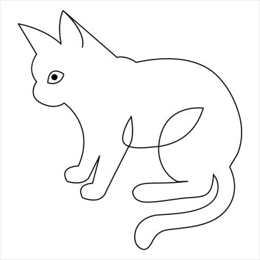 Sürekli bir çizgi halinde kedi evcil hayvan taslak çizimi sanat vektörü çizimi ve minimalist çizim