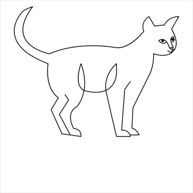 Sürekli bir çizgi halinde kedi evcil hayvan taslak çizimi sanat vektörü çizimi ve minimalist çizim