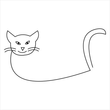 Sürekli bir çizgi halinde kedi evcil hayvan taslak çizimi sanat vektörü çizimi ve minimalist çizim