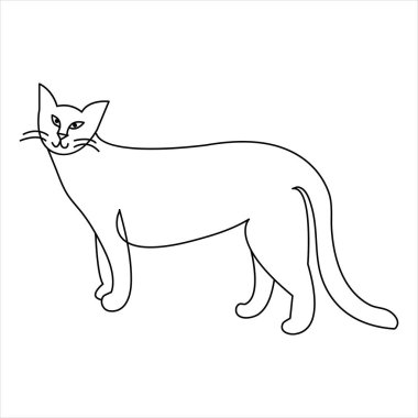 Sürekli bir çizgi halinde kedi evcil hayvan taslak çizimi sanat vektörü çizimi ve minimalist çizim