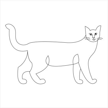 Sürekli bir çizgi halinde kedi evcil hayvan taslak çizimi sanat vektörü çizimi ve minimalist çizim