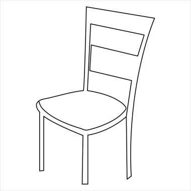 Basit modern sandalye simgesi ve taslak vektör illüstrasyonunu çizmeye devam et.
