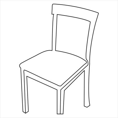 Basit modern sandalye simgesi ve taslak vektör illüstrasyonunu çizmeye devam et.
