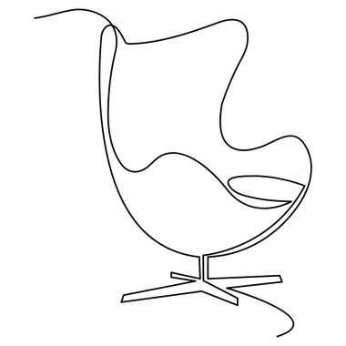 Basit modern sandalye simgesi ve taslak vektör illüstrasyonunu çizmeye devam et.