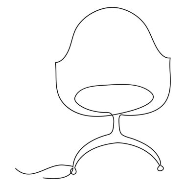 Basit modern sandalye simgesi ve taslak vektör illüstrasyonunu çizmeye devam et.