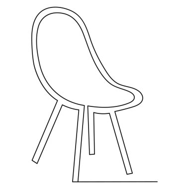 Basit modern sandalye simgesi ve taslak vektör illüstrasyonunu çizmeye devam et.