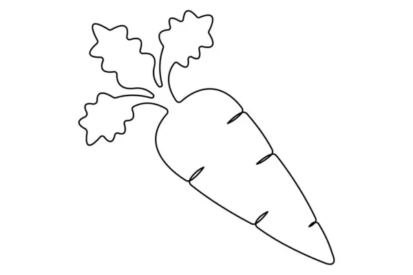 Basit havuç sürekli bir çizgi çizimi tasarımı, büyüyen havuç bitkisi minimalist ana hatları vektörü