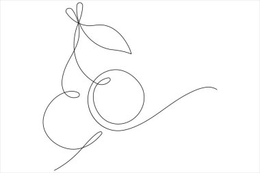 Kiraz aralıksız bir çizgi sanat simgesi çizimi