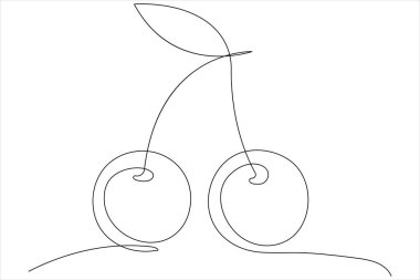 Kiraz aralıksız bir çizgi sanat simgesi çizimi