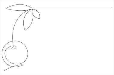 Kiraz aralıksız bir çizgi sanat simgesi çizimi