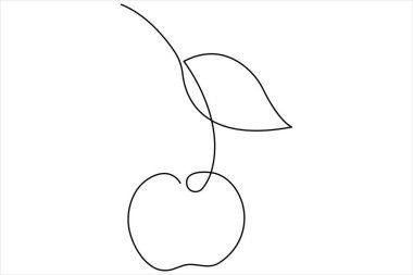 Kiraz aralıksız bir çizgi sanat simgesi çizimi