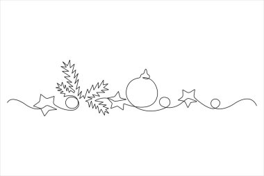 Mutlu noel süslemeleri. Sürekli bir çizim.