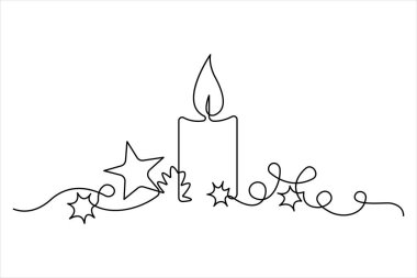 Mutlu noel süslemeleri. Sürekli bir çizim.