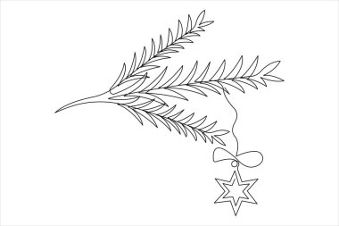 Mutlu noel süslemeleri. Sürekli bir çizim.