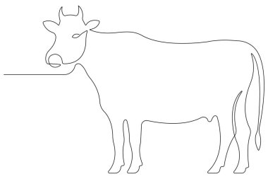 İnek evcil hayvan konseptinin aralıksız bir çizimi vektör çizimi