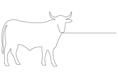 İnek evcil hayvan konseptinin aralıksız bir çizimi vektör çizimi