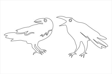 Aralıksız bir çizgi çizim vektör illüstrasyonunda karga tasarımı