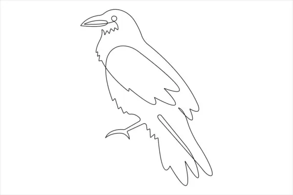 Aralıksız bir çizgi çizim vektör illüstrasyonunda karga tasarımı