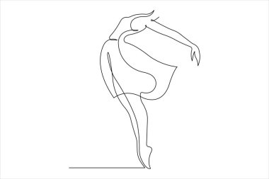 Genç dansçı tasarımı çiziminin sürekli bir çizimi vektör çizimi.