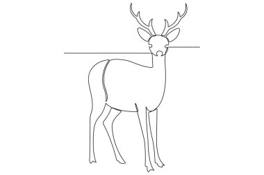 Ren geyiği, vahşi hayvan geyiği ve Dünya Hayvan Günü 'nün aralıksız çizimleri. Noel vektörü.