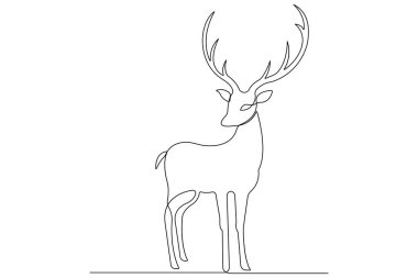 Ren geyiği, vahşi hayvan geyiği ve Dünya Hayvan Günü 'nün aralıksız çizimleri. Noel vektörü.