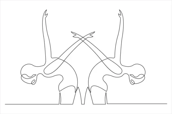 Genç dansçı tasarımı çiziminin sürekli bir çizimi vektör çizimi.