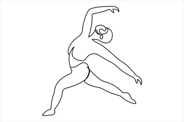 Genç dansçı tasarımı çiziminin sürekli bir çizimi vektör çizimi.