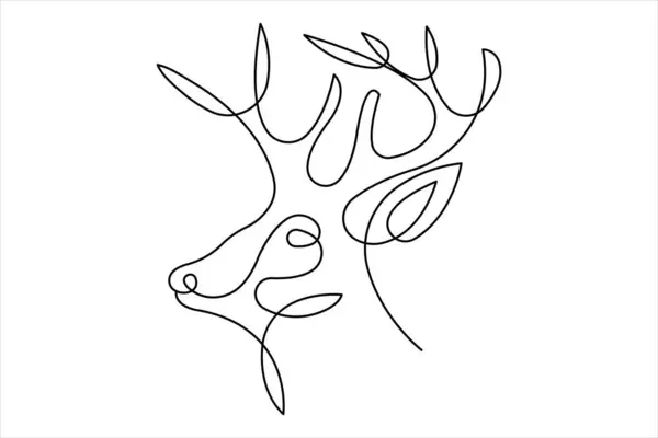 Fallow geyiği sürekli tek bir çizim tarzında. Ren geyiği minimalist çizim vektör çizimi
