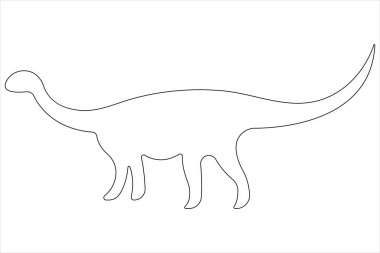 Dinozor brachiosaurus çiziminin aralıksız tek çizgi çizimi.