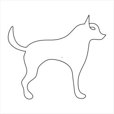 Devamlı bir çizgi köpek resmi ve köpek ikonu basit siluet ana hatlı vektör çizimi