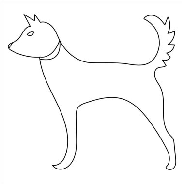 Devamlı bir çizgi köpek resmi ve köpek ikonu basit siluet ana hatlı vektör çizimi