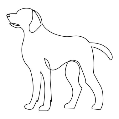 Devamlı bir çizgi köpek resmi ve köpek ikonu basit siluet ana hatlı vektör çizimi