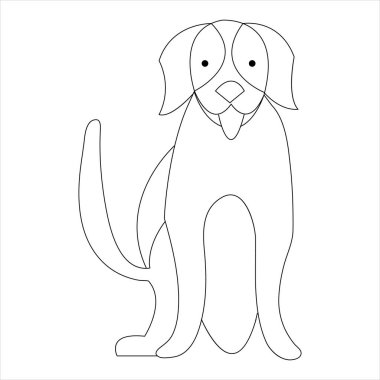 Devamlı bir çizgi köpek resmi ve köpek ikonu basit siluet ana hatlı vektör çizimi