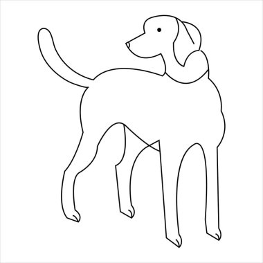 Devamlı bir çizgi köpek resmi ve köpek ikonu basit siluet ana hatlı vektör çizimi