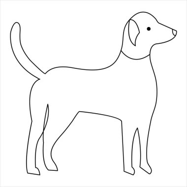 Devamlı bir çizgi köpek resmi ve köpek ikonu basit siluet ana hatlı vektör çizimi