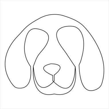 Aralıksız tek çizgi köpek vektör sanatı. Minimalist köpek yüz hatları. El çizimi tarzı.