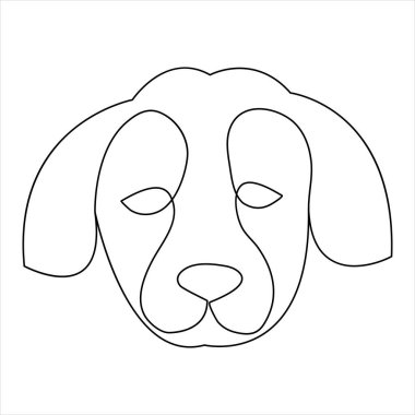 Aralıksız tek çizgi köpek vektör sanatı. Minimalist köpek yüz hatları. El çizimi tarzı.