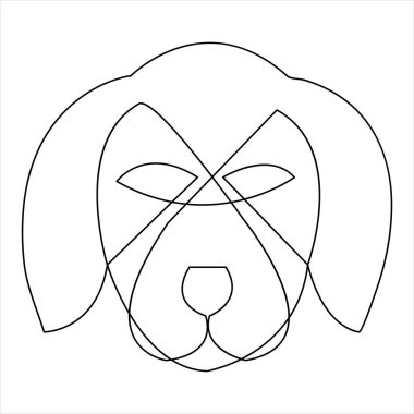 Aralıksız tek çizgi köpek vektör sanatı. Minimalist köpek yüz hatları. El çizimi tarzı.
